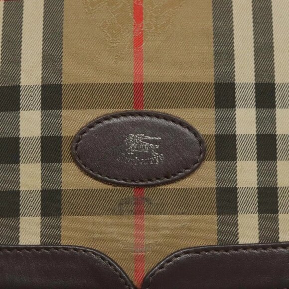 Burberrys Nova Check Shoulder Bag Canvas Beige Gold Auth 114798 - Picture 9 of 16